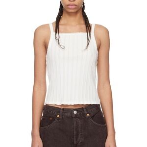Re/Done Off-White Square Neck Tank Top NWOT size M